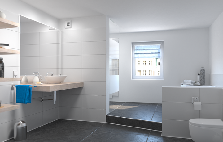 Bedarfsgeführtes Abluftsystem mit Abluftelement AH 80 im Bad